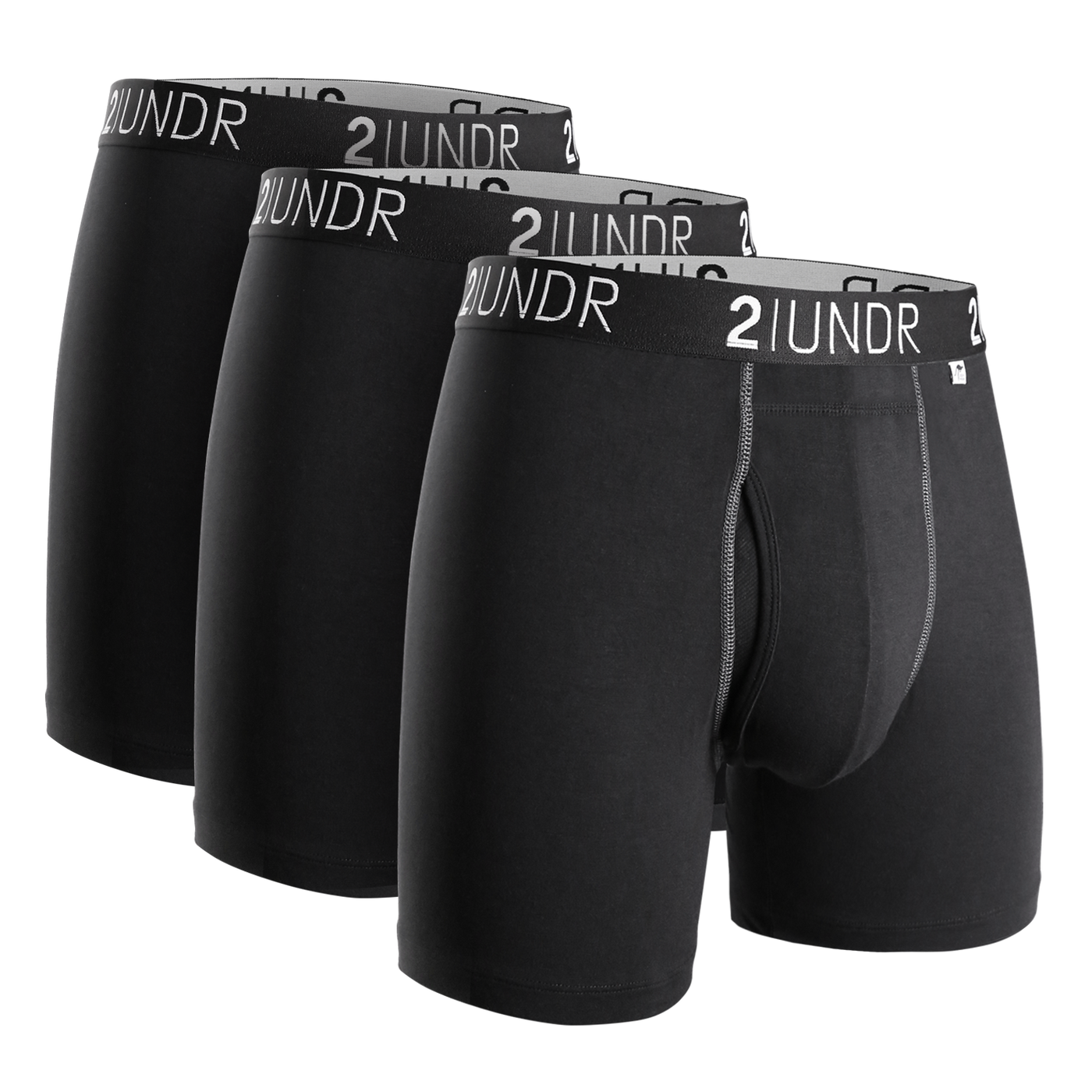 Swing Shift 6" Boxer Brief - 3 Pack Boxset - Black/Black/Black