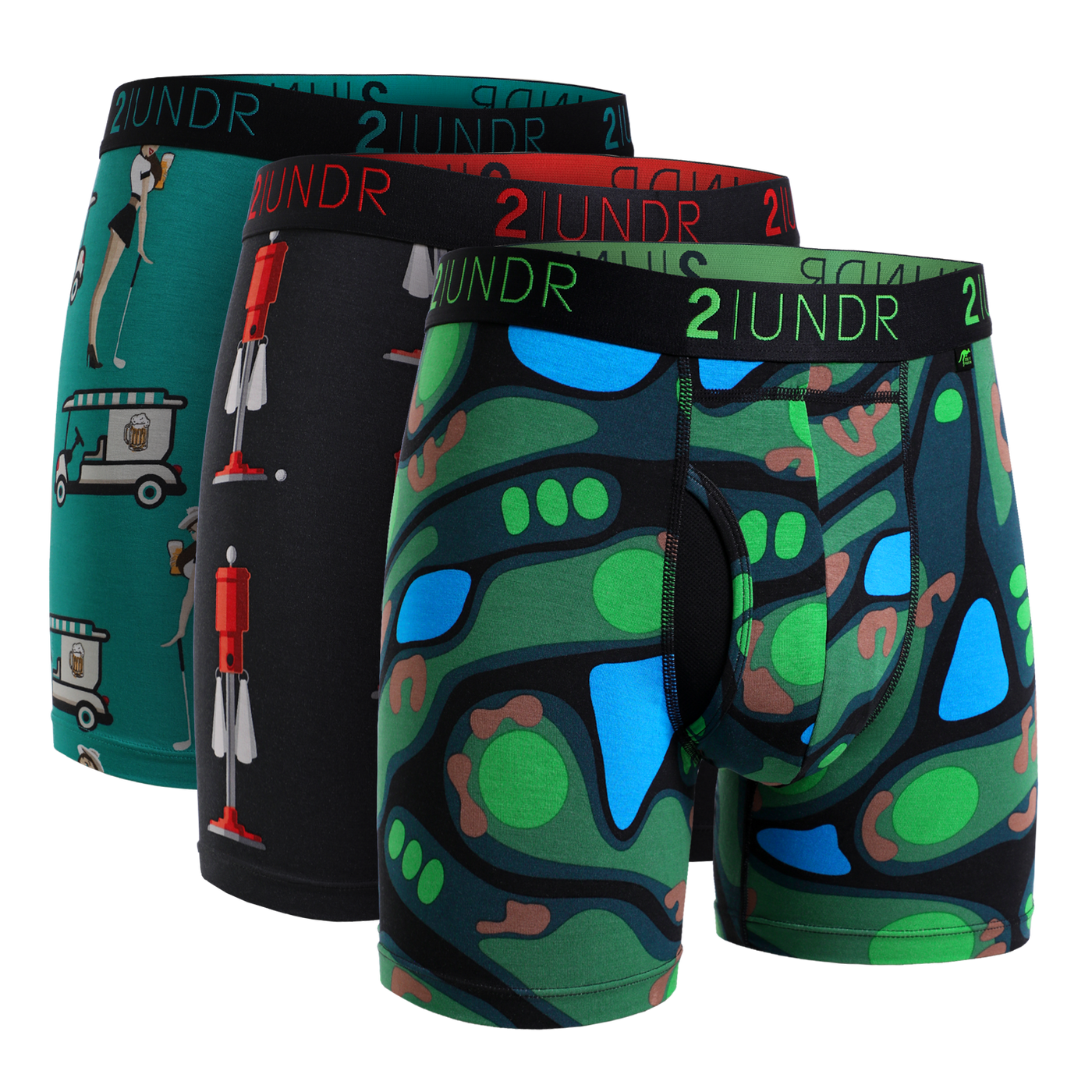 Swing Shift 6" Boxer Brief - 3 Pack Boxset - Ball Washer/Cart Girl/ Back 9