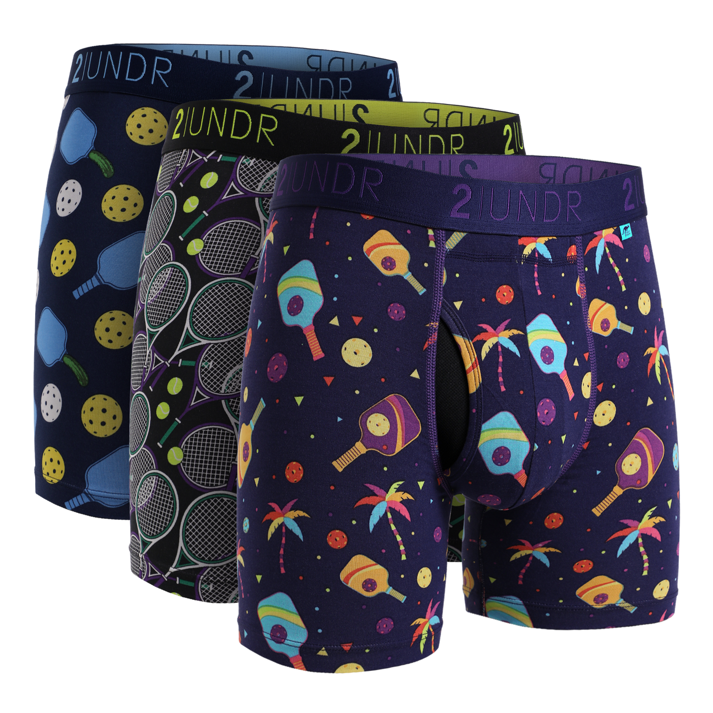 Swing Shift 6" Boxer Brief - 3 Pack Boxset - Pickle Balls/Deuce/Pickle Ball Paradise