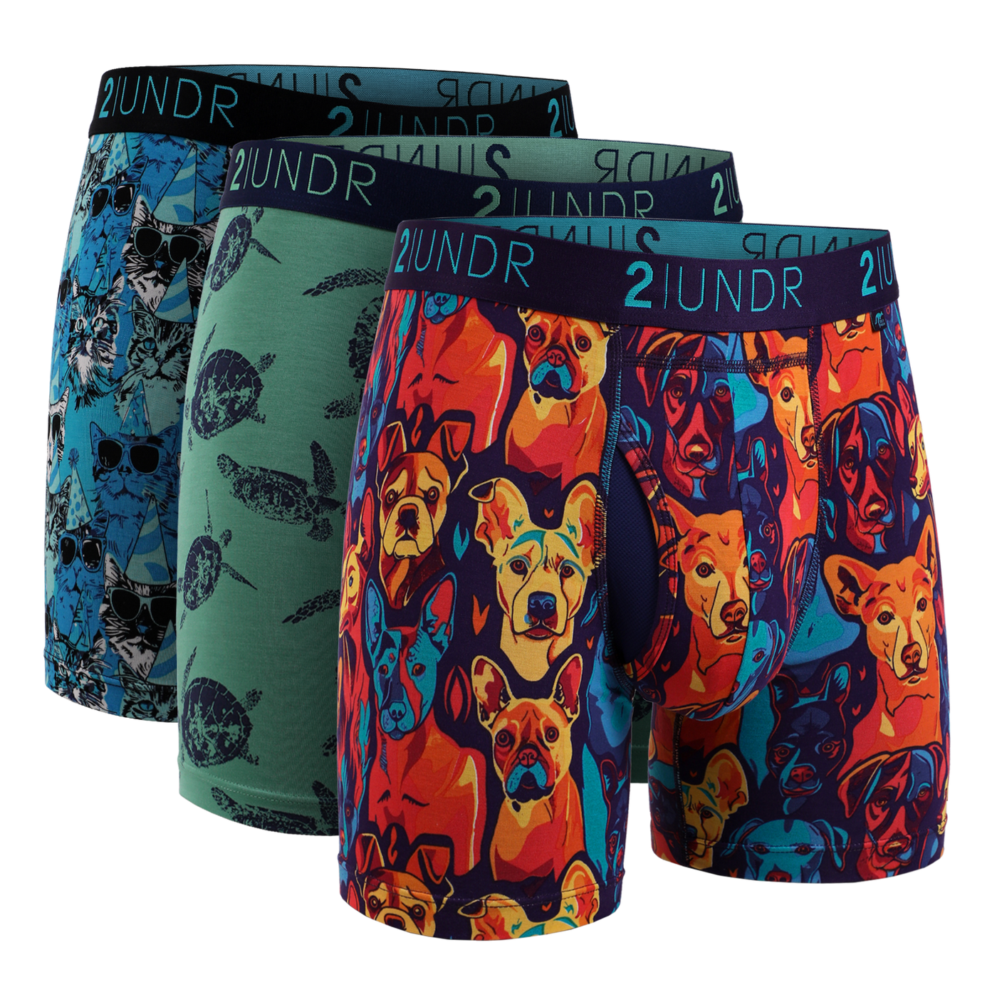 Swing Shift 6" Boxer Brief - 3 Pack Boxset - Friend/Turtle/Kitty