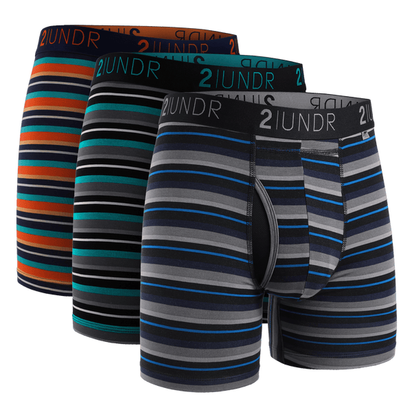 Swing Shift 6" Boxer Brief - 3 Pack Boxset - Blue/Teal/Beach Stripes S - 2UNDR ANZ