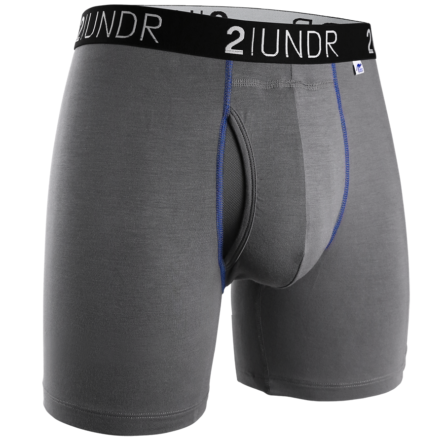 Swing Shift 6" Boxer Brief - Grey/Blue