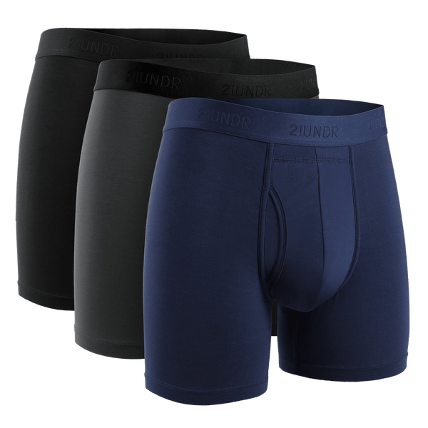 Day Shift 6" Boxer Brief - 3 Pack Boxset - Black/Grey/Navy S - 2UNDR ANZ